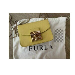 EUC FURLA METROPOLIS MINI YELLOW LEATHER CROSSBODY BAG
